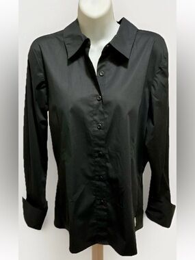 🖤DENIM & CO🖤 FRENCH CUFF BUTTON UP STRETCH SHIRT BLOUSE